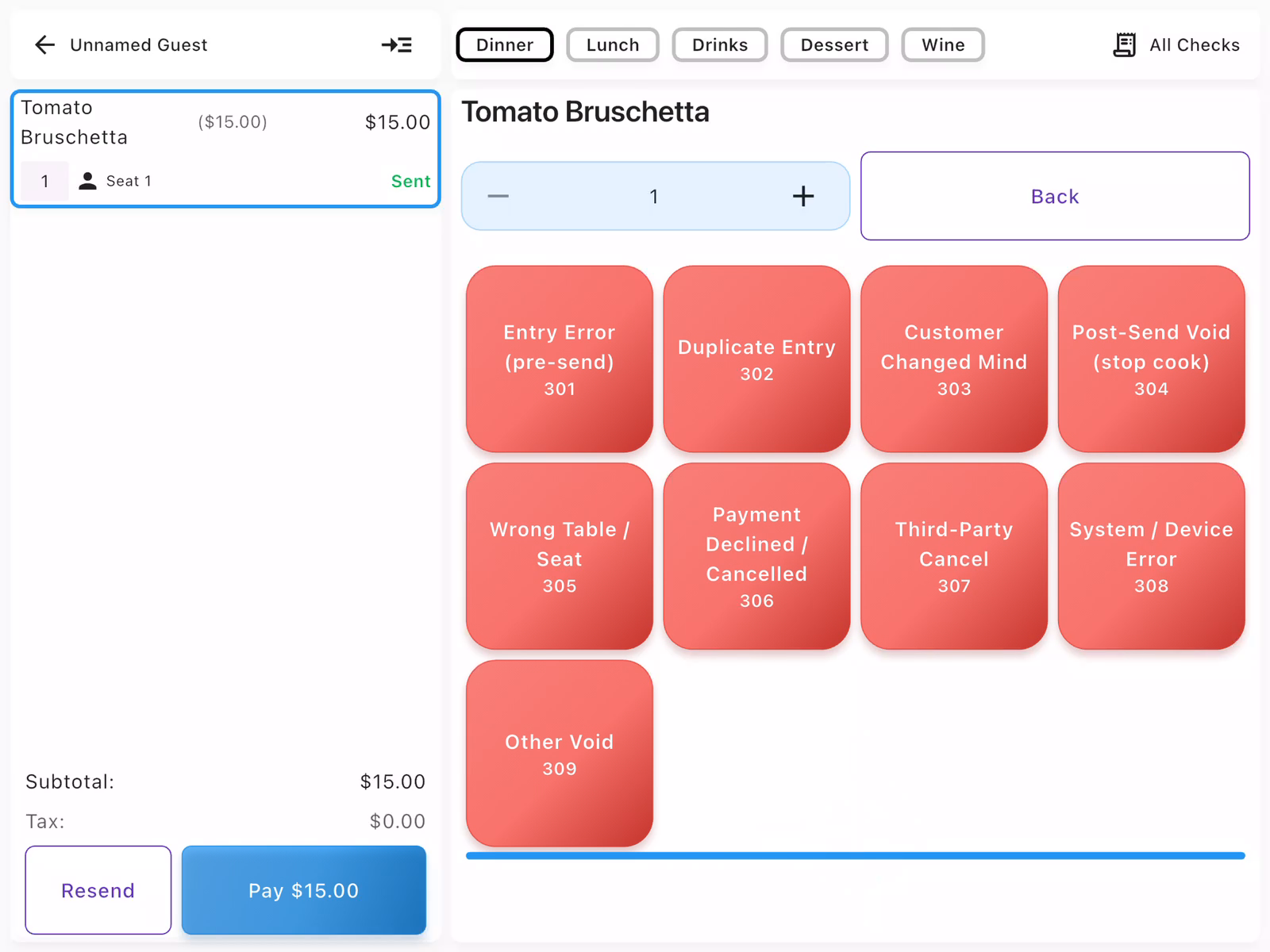 Void Reason Selection