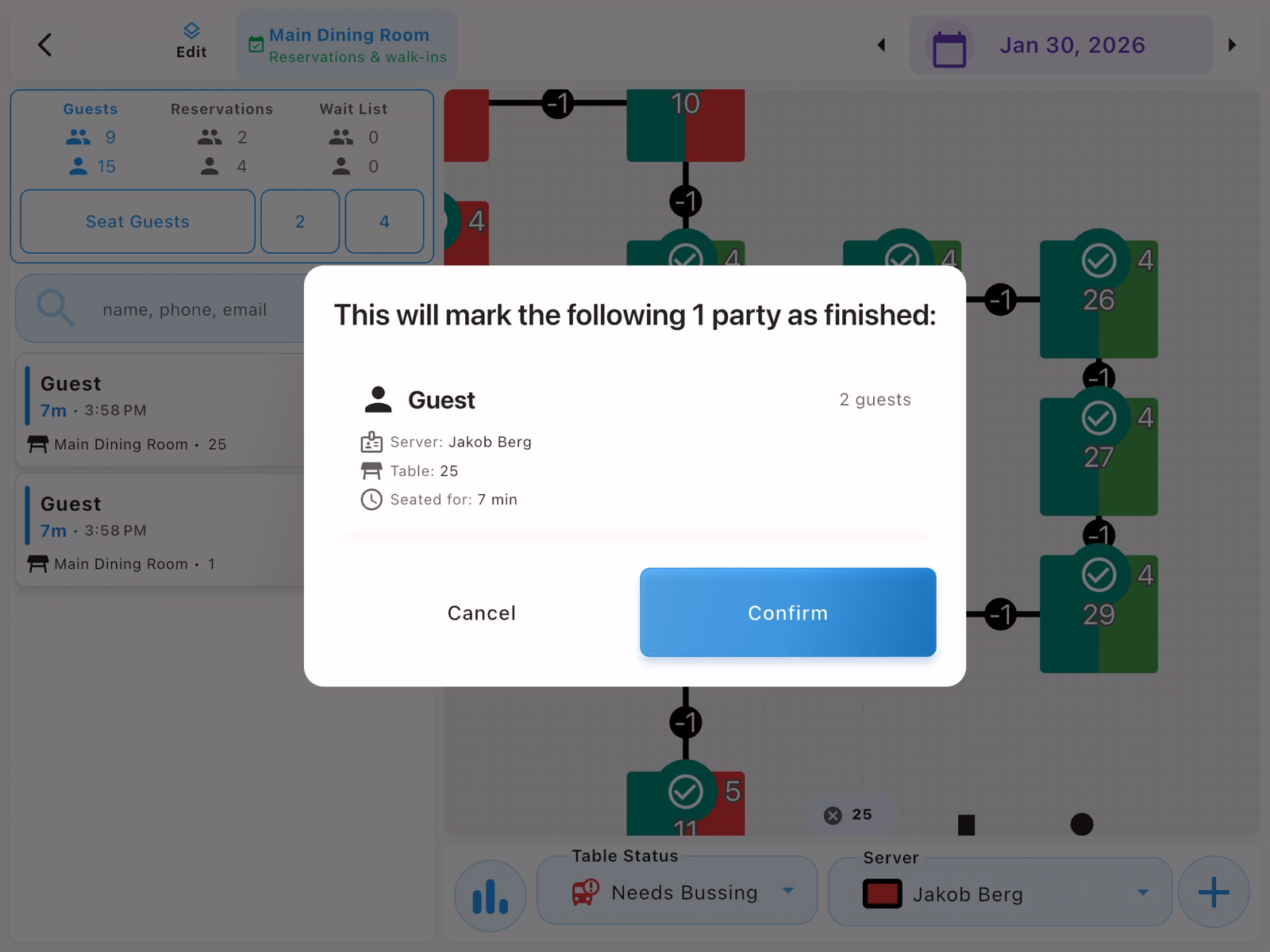 Confirm Party Finished