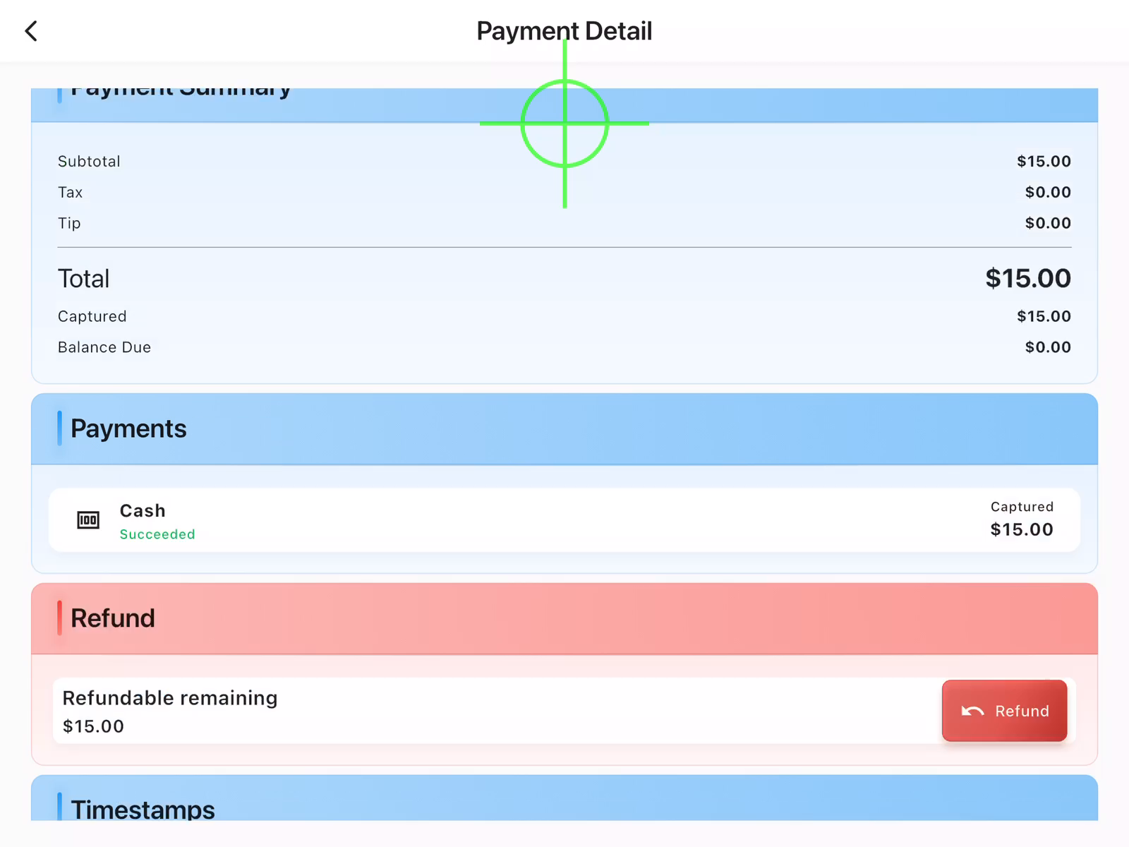 Payment Detail with Refund